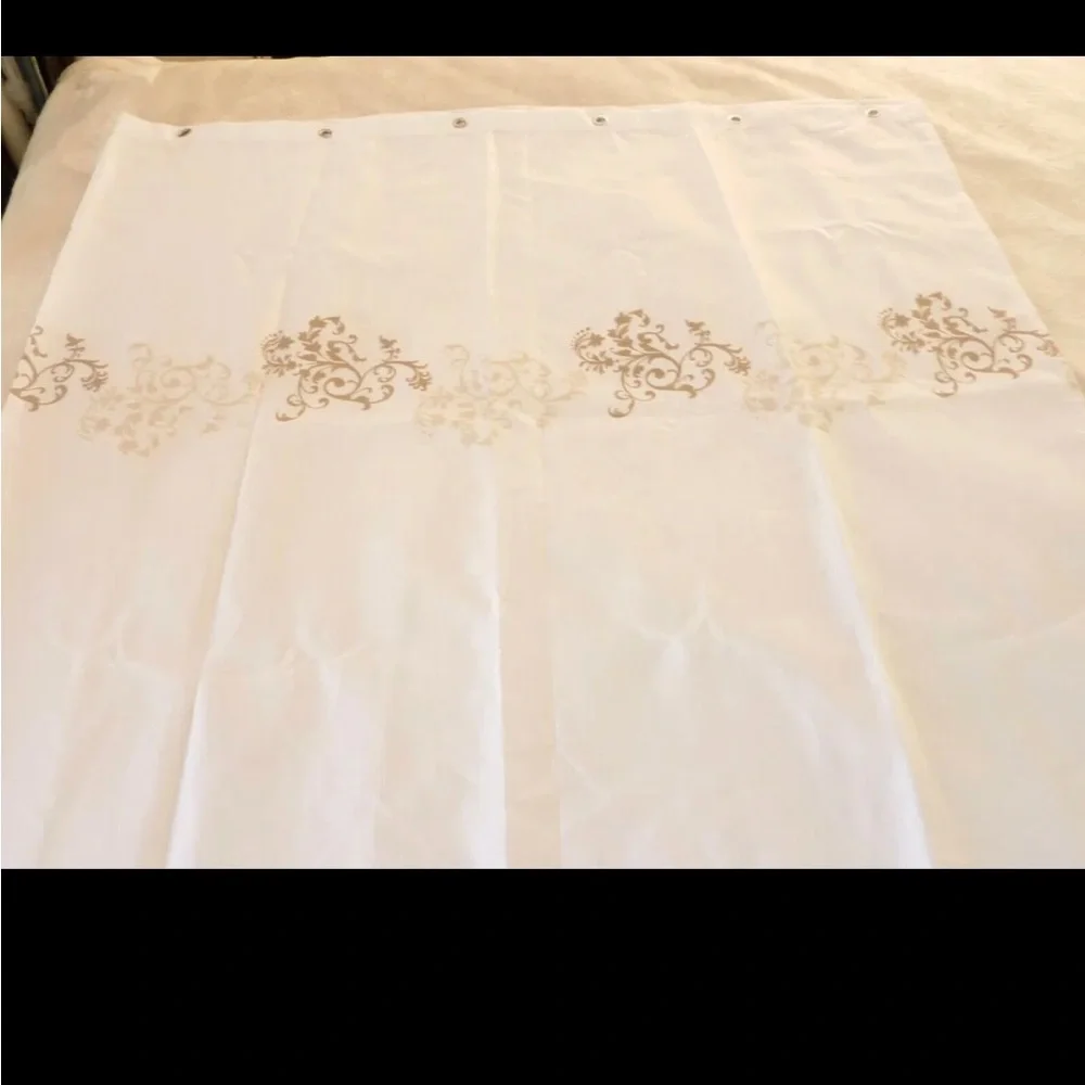 NWOT White & Gold Shower Curtain